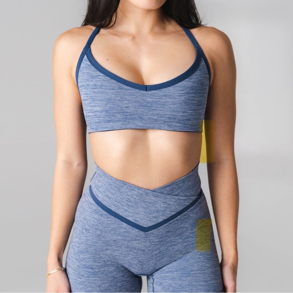 Blue cross back sports bra